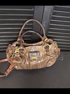 Juicy Couture Brown Leather Shoulder Bag with Gold Hardware
